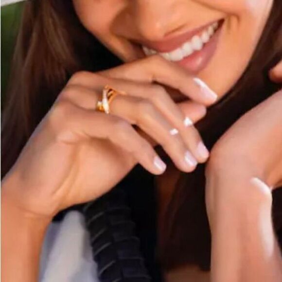 Vita Fede Cassio Pave Swarovski Crystal Gold 3 Ring Set New - Picture 3 of 8